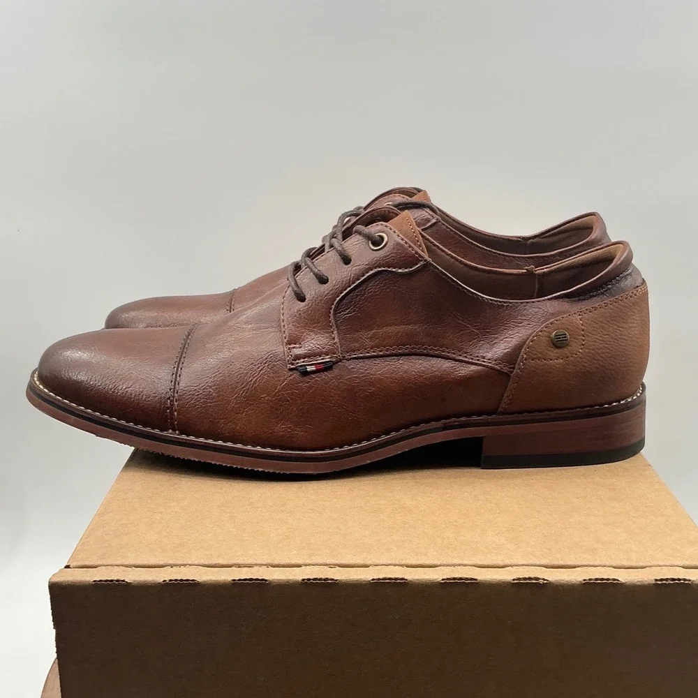 Tommy Hilfiger Mens Cognac Brown Cap Toe Oxford Dress Shoes TMRAIMO